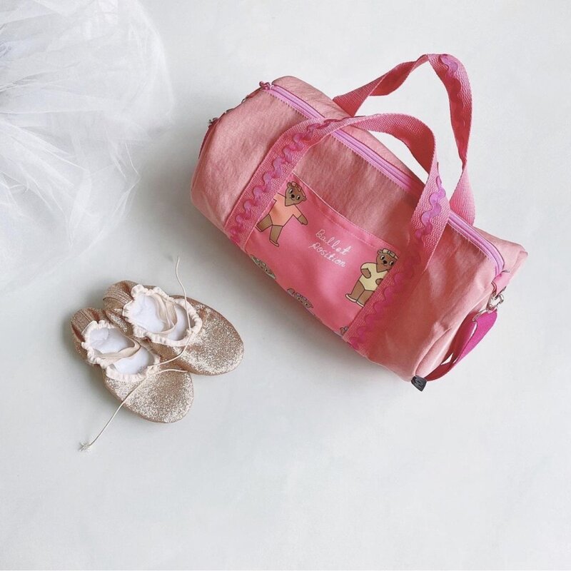 인스타그램 스타일 어린이 곰 원 숄더 댄스 가방, 발레 신발 의류 보관 가방, 댄스 여행 휴대용 보관 가방, 2024