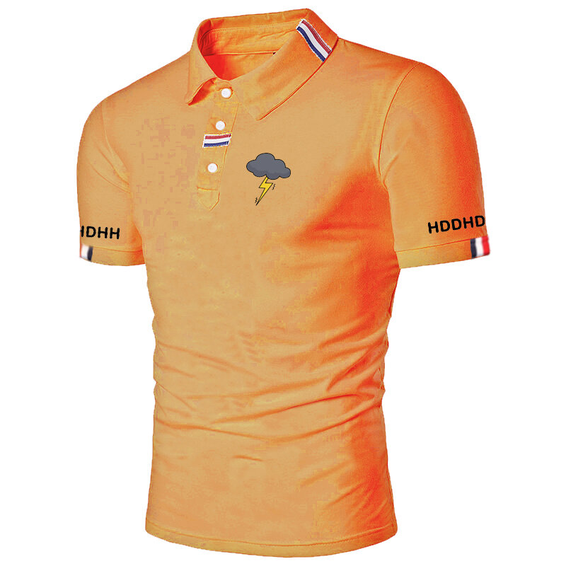 Hddhdhh Merk Print Heren Poloshirt Met Korte Mouwen T-Shirt Dagelijks Tops Basic Streetwear Golfshirt Kraag Business