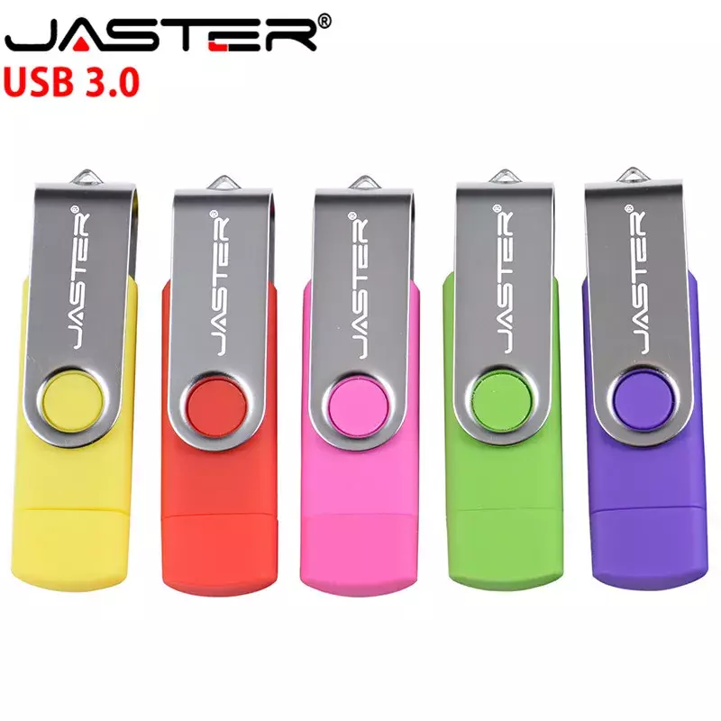 JASTER-Dual Pen Drive para o sistema Android, USB 3.0, OTG, Flash Drives, Pendrives, 8GB, 16GB, 32GB, 64GB, 128GB, com pacote de varejo