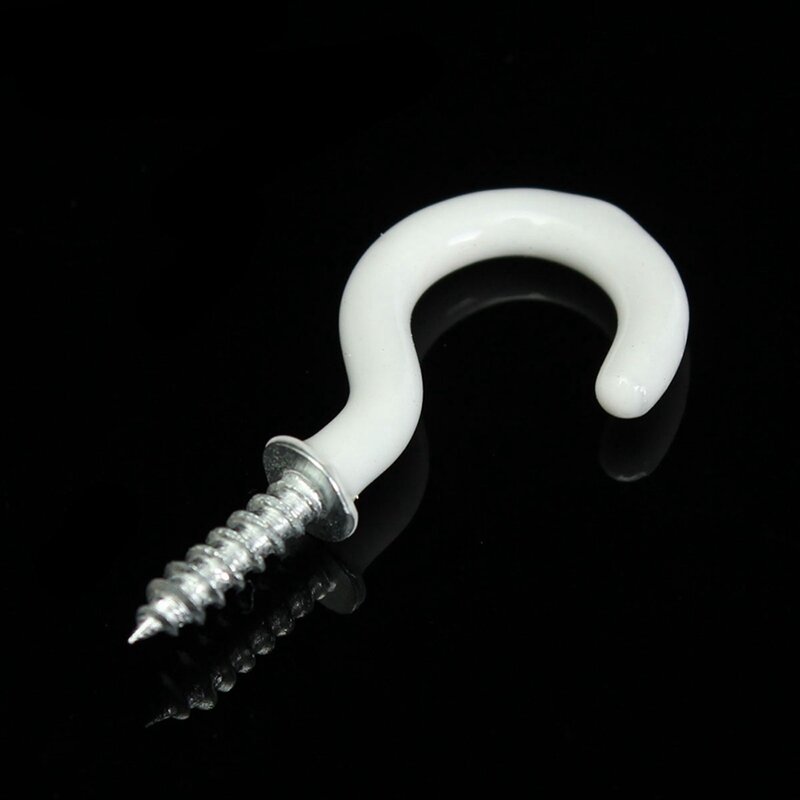 BEAU-60X PVC Coated Stainless Steel Screw In Cup Hooks Ring Plant Jewelry Hanger Holder Dining Bar Tool S