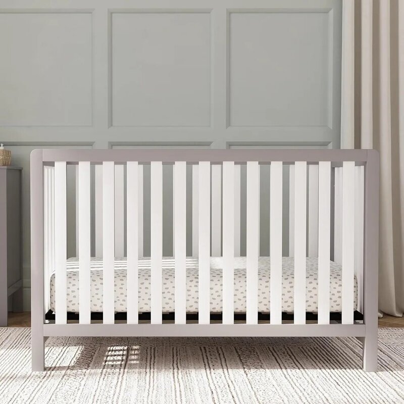 Colby 4-in-1 Low-Profile Convertible Crib in Grey and White, Greenguard Gold Certified