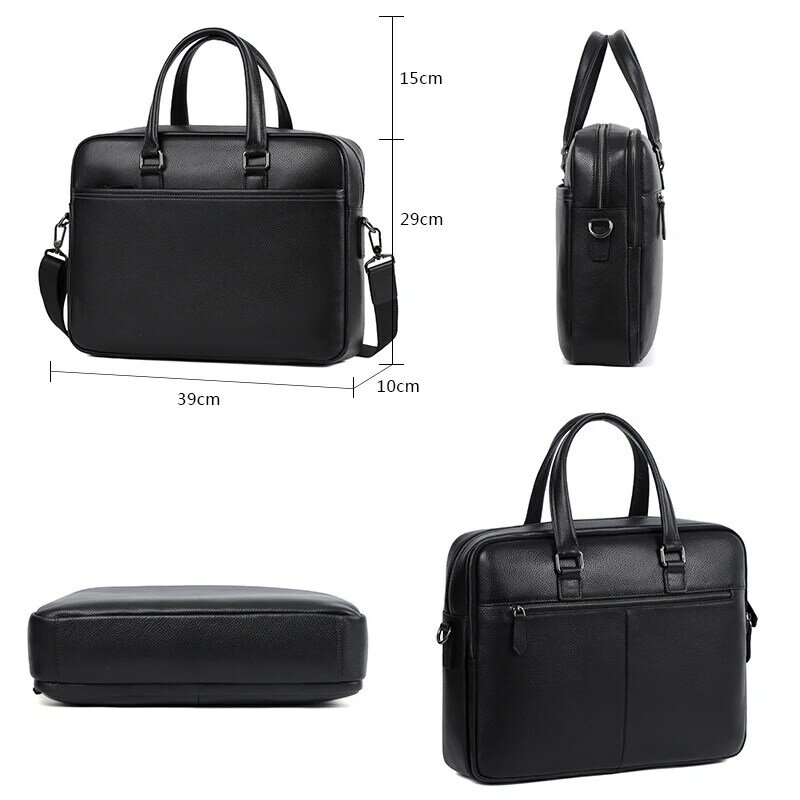 Men Bag Genuine Leather Briefcase 14" Laptop Men's Business Crossbody Bag Messenger Shoulder Bags for Document Computer Handbags
