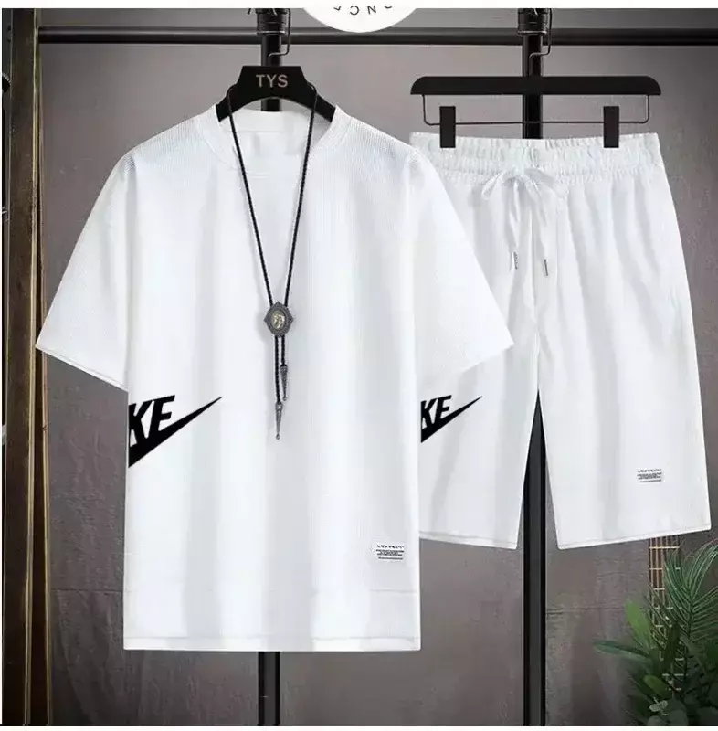 2024 estate nuovo Set da uomo moda edizione coreana abbigliamento sportivo t-shirt a maniche corte da uomo + pantaloncini sportivi Set abbigliamento Casual da uomo lento