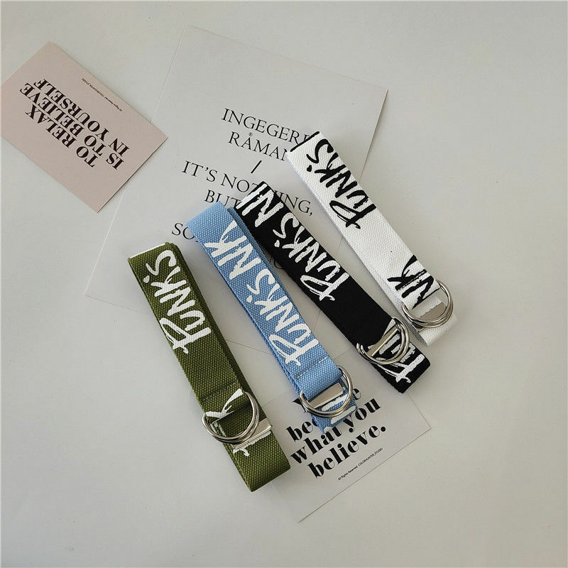 Cinturón de lona para mujer, cinturones góticos Y2k femeninos, accesorios de letras simples Y2k, pretina de punto de nailon Unisex informal, cinturones de abrigo