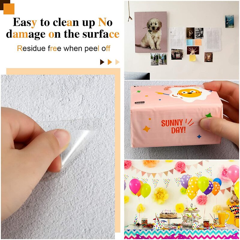 Double Sided Adhesive Pads for Mounting Two Sided Tape Super Strong Heavy Duty Squares Washable Sticky Patch for Walls Hanging