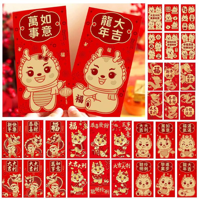 Envelopes vermelhos do ano do dragão chinês, ano novo Lucky Bag Festival da primavera, pacotes de decoração da primavera, Dr V1Q5, 2022