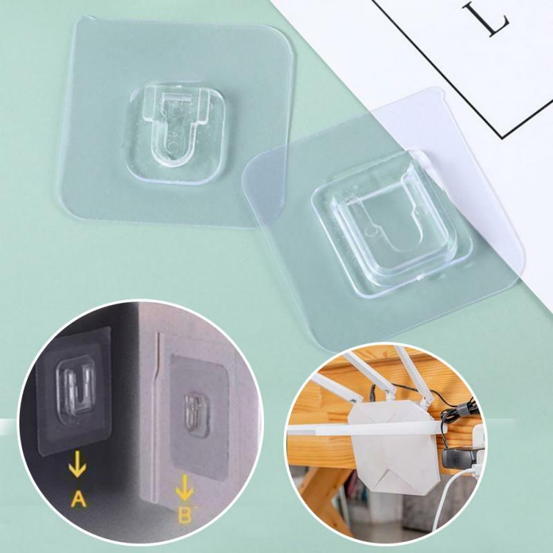 1~10PCS Reusable Hook Sticker Punch-Free And Non-Marking Snap Hook Wall Adhesive Picture Hook Invisible Traceless Wire Holder