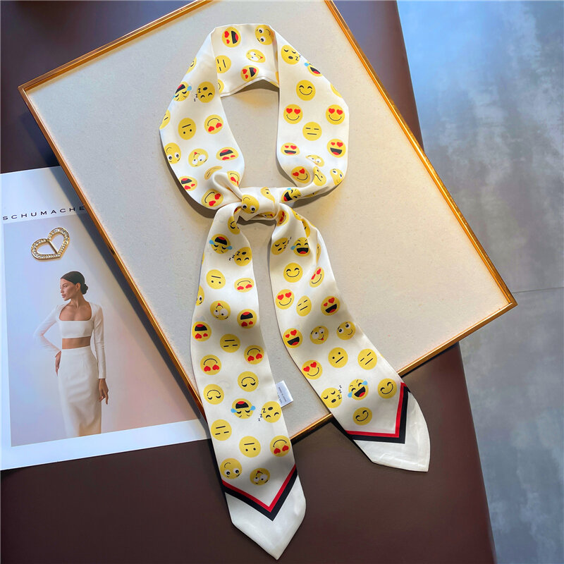 Novo lenço de seda magro feminino faixa de cabelo saco wirst foulard meninas fita pescoço gravata primavera bandana kerchief 2022 popular accessores