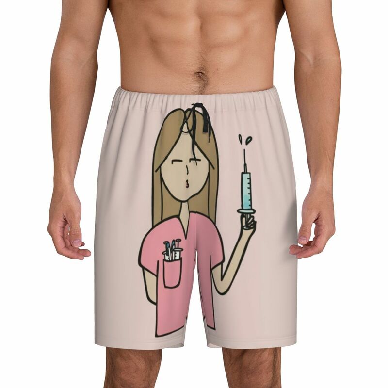 Custom Enfermera En Apuros Doctor Nurse Medical Health Pajama Shorts Sleepwear Elastic Waistband Sleep Short Pjs with Pockets