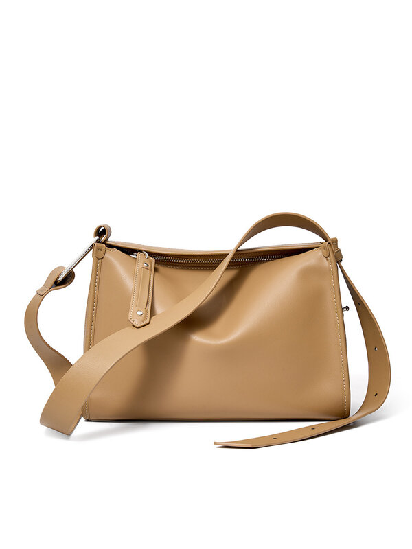 Borsa a tracolla, borsa da donna dal design minimalista, borsa a tracolla da donna di lusso di nicchia in pelle