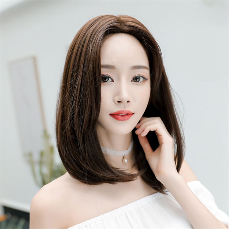 Peluca Bob Bobo para mujer, pelo corto recto, aspecto Natural, versión coreana diaria, color gris