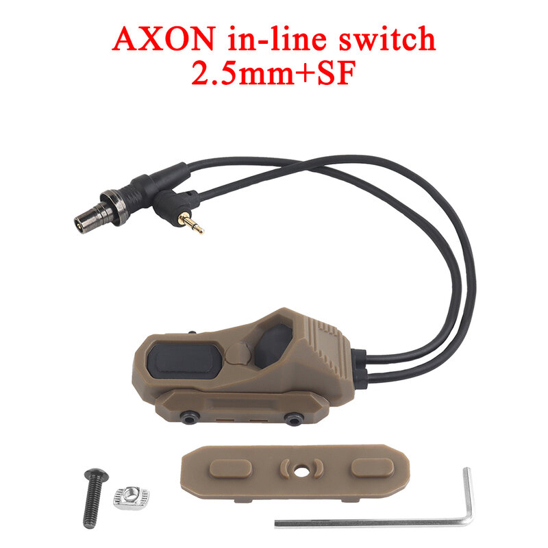 Axon รีโมทอินไลน์ฟังก์ชั่นคู่สวิตช์แรงดันไฟฉายปุ่มเลเซอร์ PQ ngal ปลั๊ก2.5เครน/ยุทโธปกรณ์