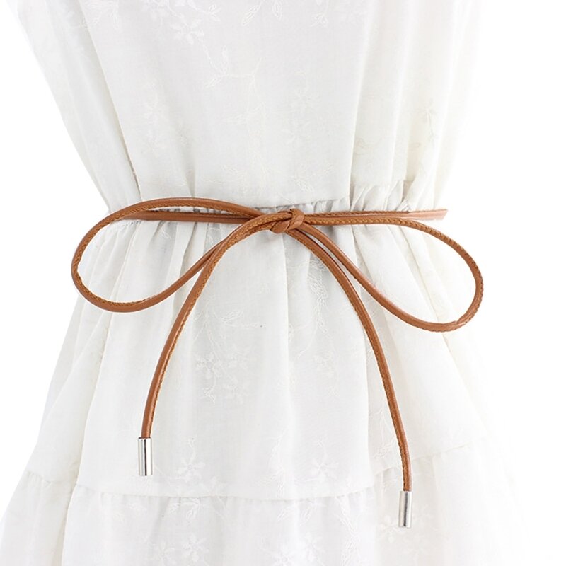 Damski wiązany łańcuszek talii wyszczuplająca lina talii regulowana długość pasa damskiego koszula sukienka PU skórzany pas