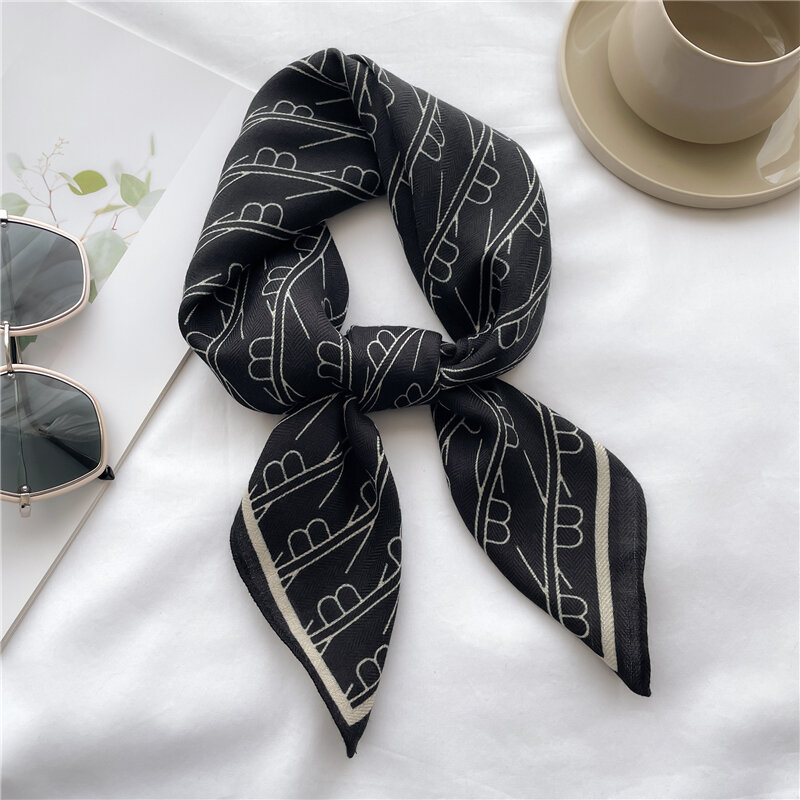 Luxury Hair Scarf for Women 2023 Velvet Print Neck Tie Female Headband Wirst Small Kerchief Shawl and Wraps Foulard Echarpe