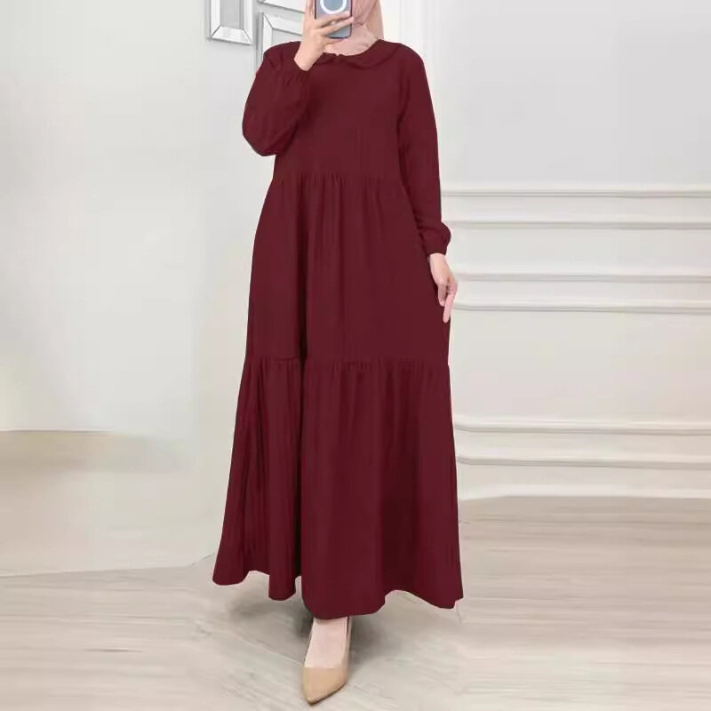 Dubai pakaian busana wanita Abaya Ramadan Musulman De Mode Maxi Kaftan Turki pakaian Islami untuk wanita lipatan Kaftan temperamen