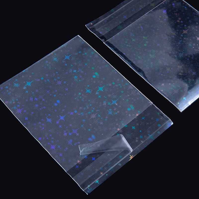 20/50pcs Clear Flash Star Self-adhesive Bags Holographic Laser Pouch for DIY Jewelry Package Badge Gift Sample Candy Plastic Bag