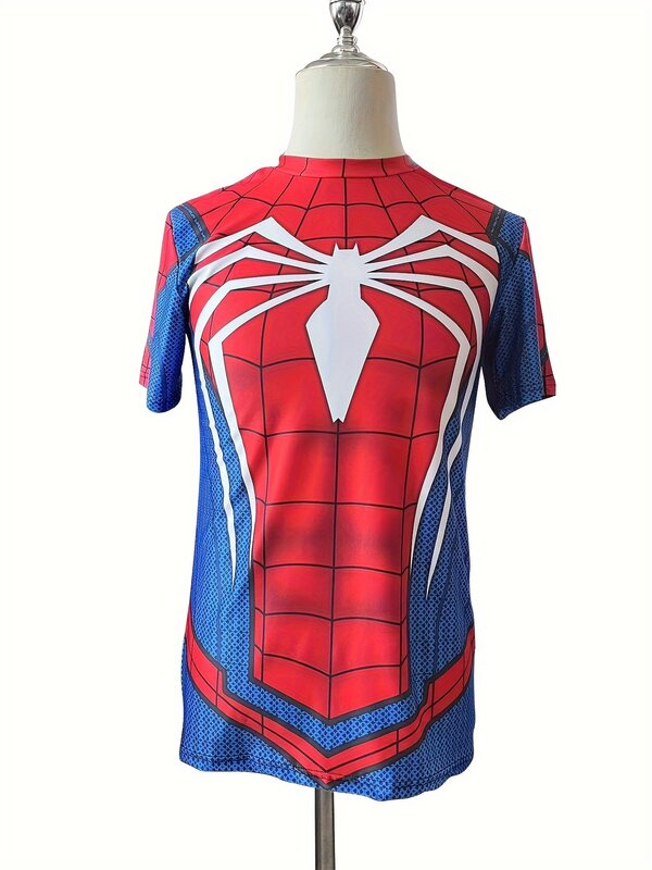 Male And Female High Elasticity Spider Tight Short Sleeved T-shirts Role-playing Sports Yoga Short Sleeved T-shirts