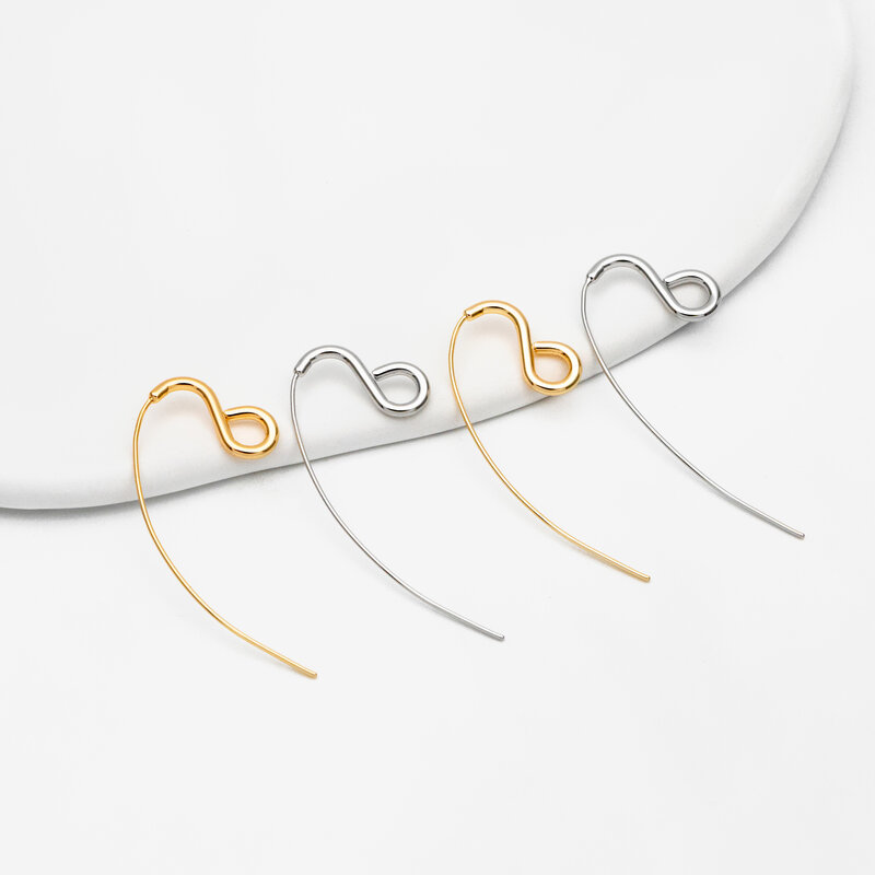 Ganchos para la oreja de Latón chapado en oro/rodio, 10 piezas, alambres simples para la oreja para la fabricación de joyas, accesorios de bricolaje, suministros de hallazgos (GB-3844)