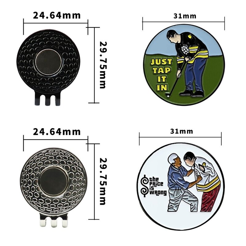 Removable Golf Hat Clip Happy Gilmore Magnetic Alloy Mark Hat Clip Paint Electroplating Magnetic Hat Clip Golf Gloves Hats