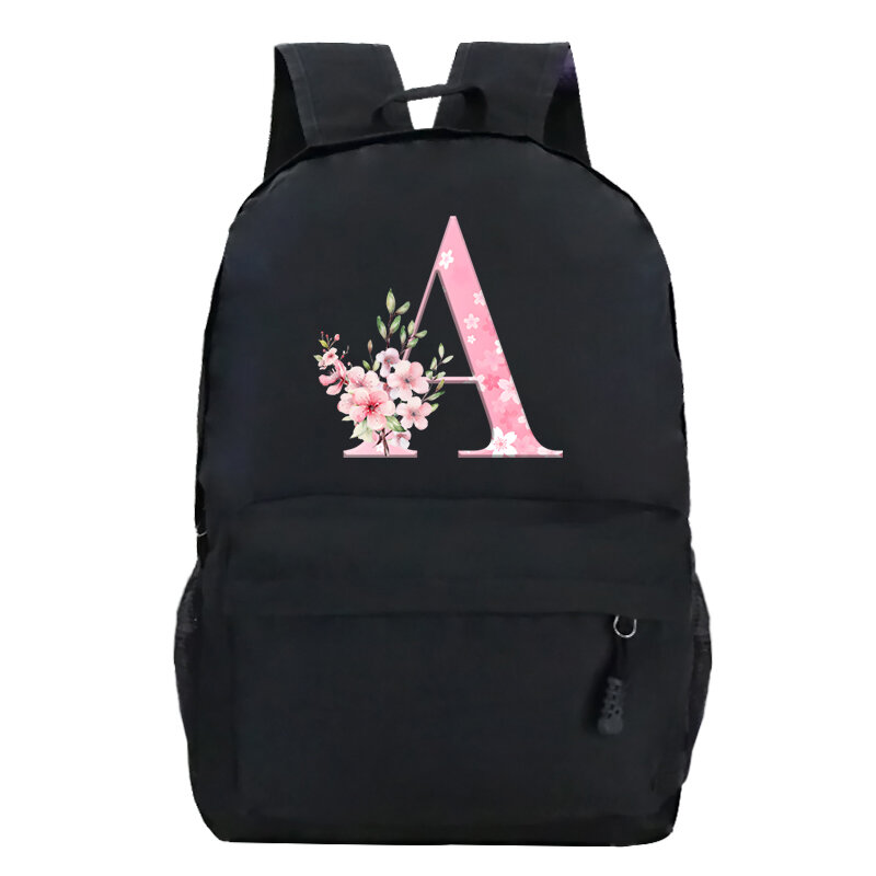 حقيبة بتصميم Y2k للفتيات ، حقيبة ظهر بسيطة بحروف مطبوعة وزهور جرافيك ، حقيبة كتف قماشية بسعة كبيرة للمشي لمسافات طويلة