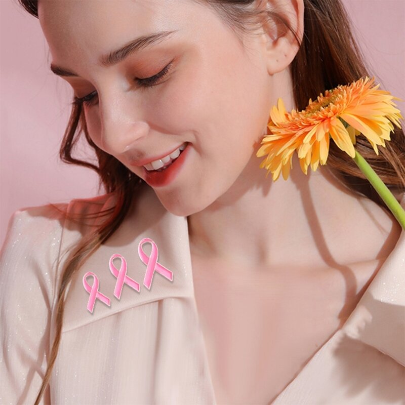 10PCS Pink Ribbon Brosche Pin Pink Cancers of Breast Awareness Brosche Pink Ribbon Brosche für Frauen Männer Kleidung Dekoration