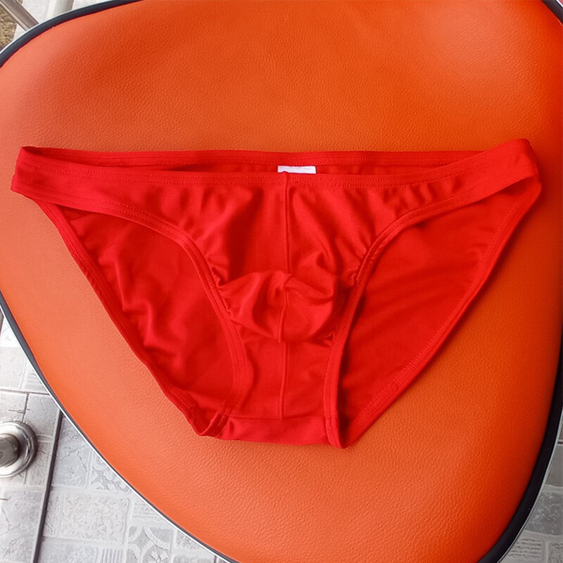 Sexy Men Casul Brief Convex Pouch Underpants Underwear Low Waist Brief Ice Silk Panties Swimwear Beachwear Calzoncillos Hombre