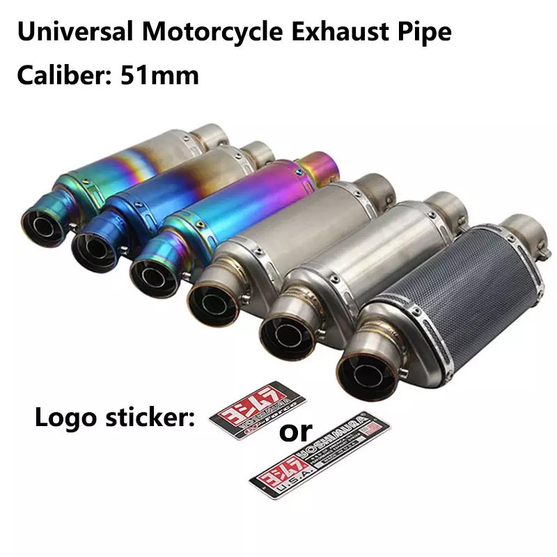51mm Universal Motorcycle Exhaust Pipe Muffler Escape Moto Modified Stainless Steel For ZX6R ZX10R Z250 z1000sx
