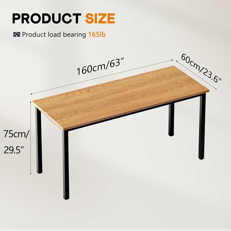 Большой компьютерный стол 63 дюйма, ламинированная древесина, приличный и стабильный домашний стол/рабочая станция/стол