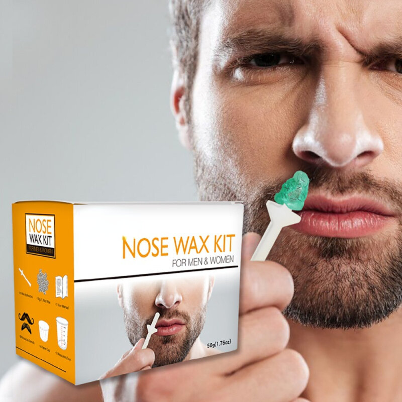 Kit de cera de nariz indolor portátil para homens e mulheres, depilação, feijão sem papel, kit de limpeza
