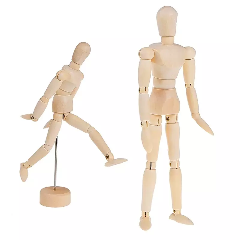 예술가 움직일 수 있는 팔다리 남성 나무 장난감 피규어 모델, 마네킹 Bjd 아트 스케치 그리기 액션 장난감 피규어, 어린이 아트 인형 선물, 22cm