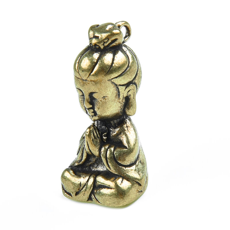 Sólido bronze estátua de Buda para Home decoração de mesa, Mini Buda estatueta, escultura em miniatura, Guanyin ornamentos, artesanato, 1PC