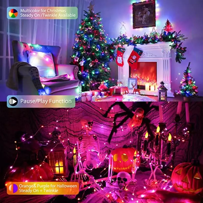 LED String Light Smart WIFI Bluetooth Tuya App Control Outdoor Fairy Lights For Navidad Garland Christmas Holiday Party Decor