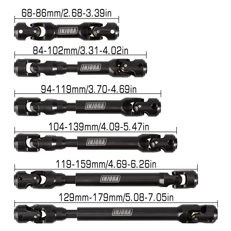 INJORA-Eixo de transmissão de aço resistente, RC Car Crawler, Axial SCX10, 90046, AXI03007, TRX4, Redcat Gen8, 1:10