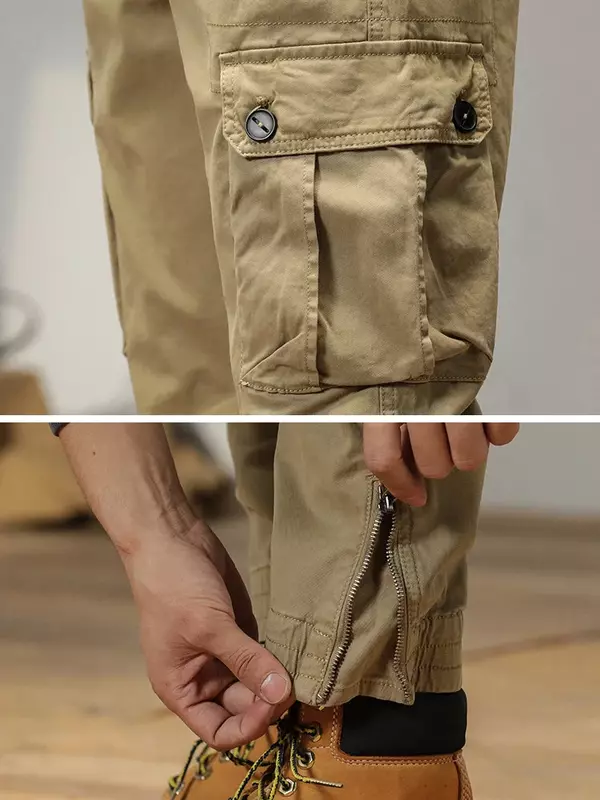 Pantalon cargo multi-poches pour hommes, Streetwear, jambe zippée, jogging de travail skinny, coton décontracté, Dulfjj, printemps, été, nouveau, 2024