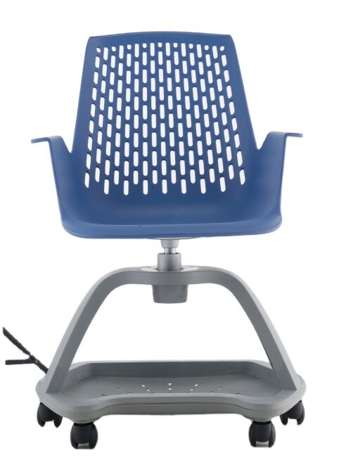 Desk Chair With Writing Pad For Classroom In School, 6 Wheels & Grey Basket Office Training Chair