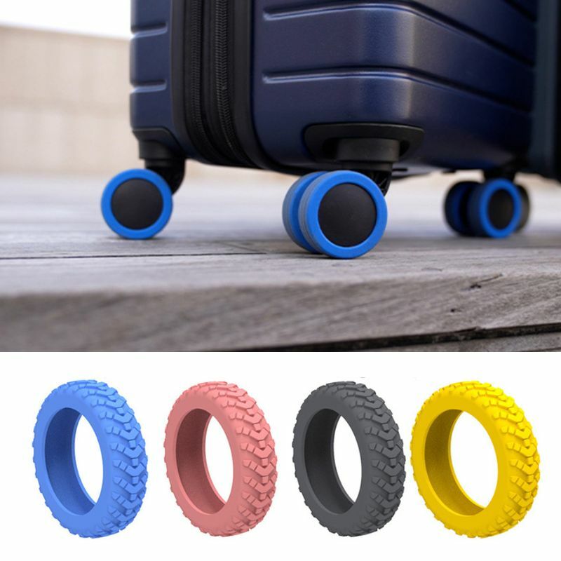 8pcs Anti-wear Luggage Wheels Protector Cover Silicone Thicken Texture Wheels Caster Shoes Reduce Noise Luggage Accessories