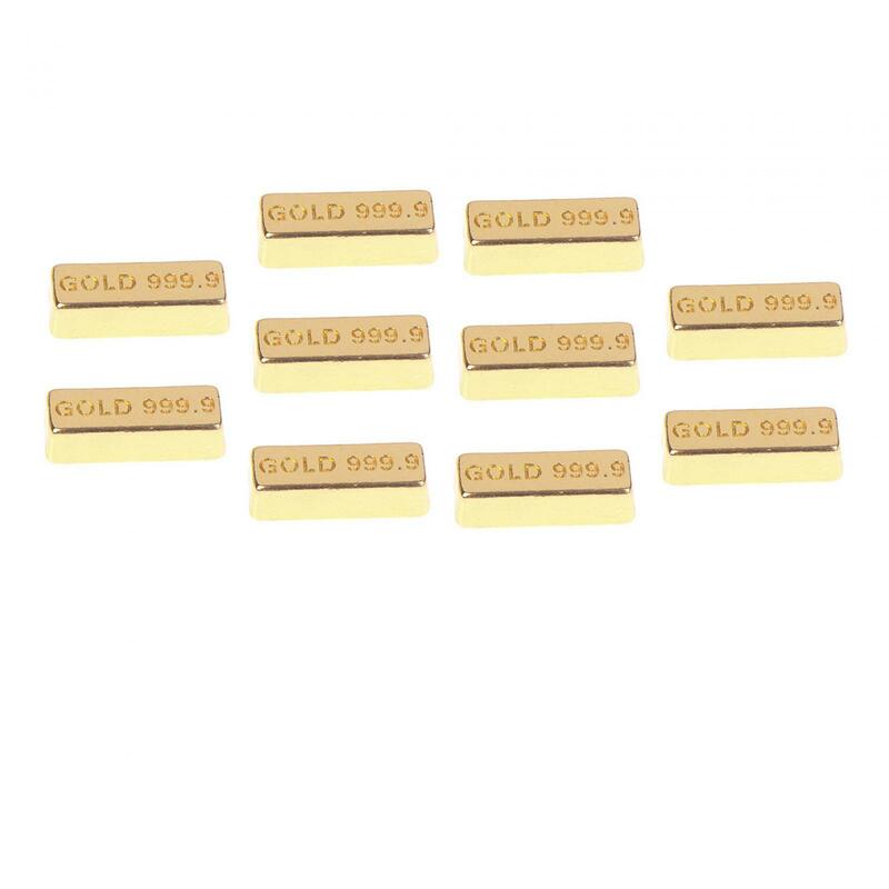 10x1/12 Mini Gold Ziegel Miniatur Legierung Goldbarren dekorative Ziegel so tun, als spielen für Layout Sand Tisch DIY Landschaft
