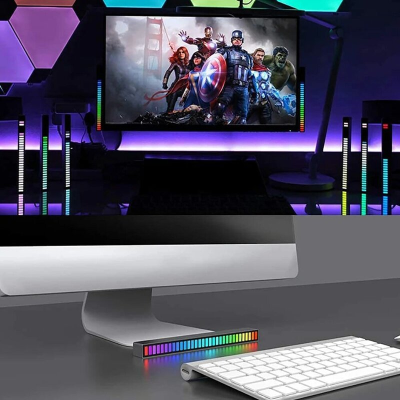 Пикап RGB с 36 светодиодами, светодиодный светильник с голосовой активацией, музыкальный ритм, управление через приложение, для дома, спальни, рабочего стола, телевизора, компьютера, окружающий Декор