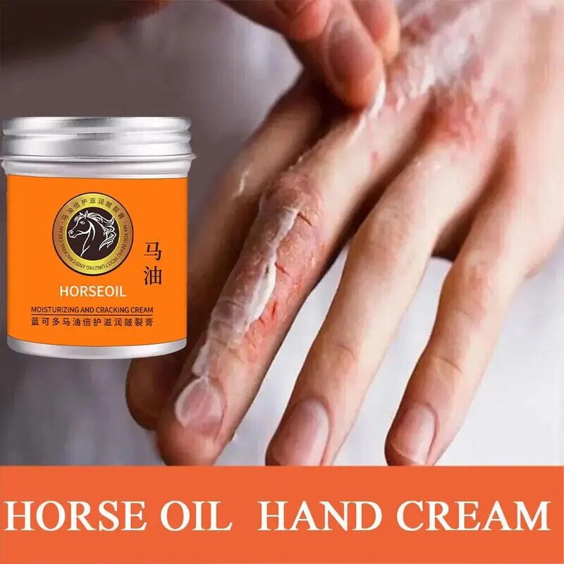 Crème pour les mains à l'huile de cheval, anti-âge, nourrissante, réparatrice, anti-fissure, élimination de la fréquence, soins de la peau des pieds, naturel, hiver, 100g