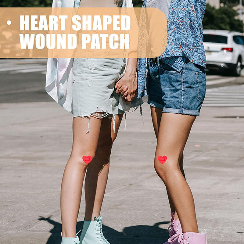 Patchs de plaies auto-adhésifs en forme de cœur, tampon rouge, élasthanne hydrocolloïdale, bandage en forme de cœur, gaze de premiers soins, 10 pièces