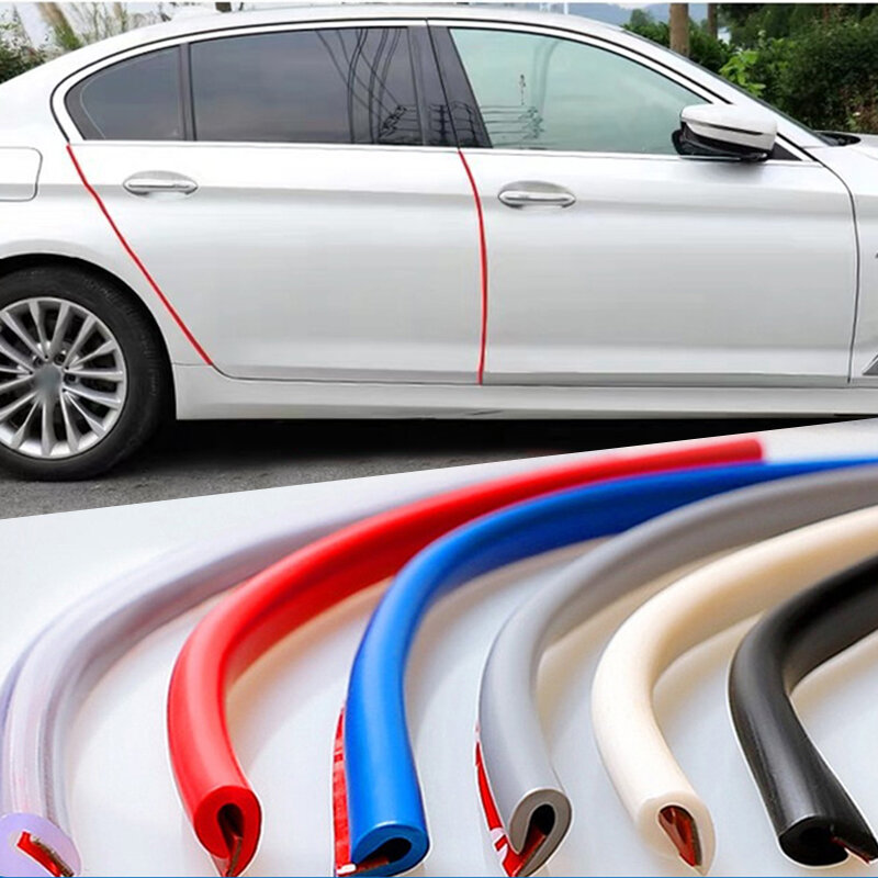 5M Car Door Edge Rubber Scratch Protector Strips Car Styling Mouldings Protection Side Doors Moldings Adhesive Scratch Tools New