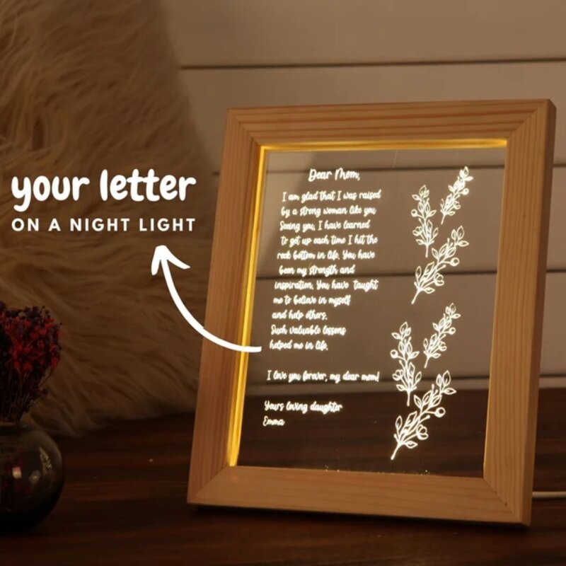 Personalized Hand Written Letter Night Light Text 3D Led Lamp for Mother's Day Gift Ideas for Mom Grandma Dad Mommy Gifts Decor