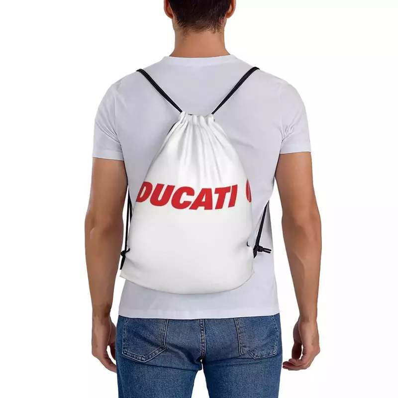 Mochilas de círculo rojo Ducati Corse para hombre y mujer, bolsa deportiva portátil con cordón, bolsillo para libros, escuela