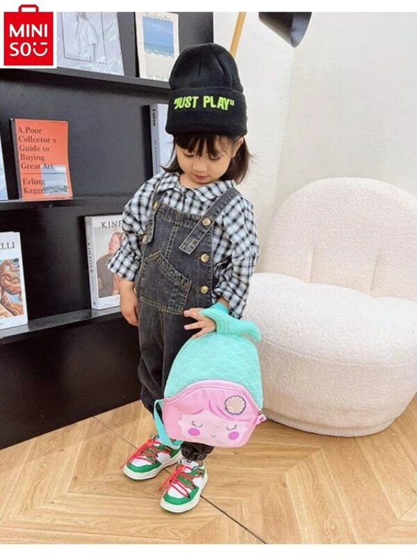 MINISO Disney New Children's Baby Cartoon Mermaid Kindergarten School Bag Leisure Nylon Backpack