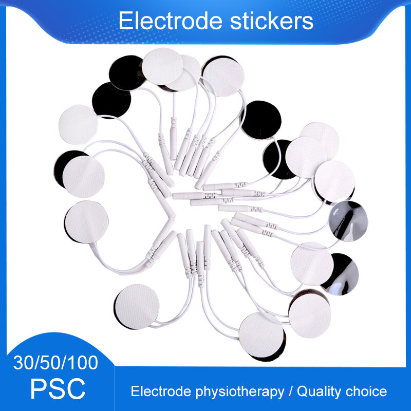 30/50/100Pcs 3.5ซม.รอบ Electrode Pads EMS Pulse เจล Electrode Pads สำหรับ TENS Acupunctu นวดกล้ามเนื้อ Relax Body Massager