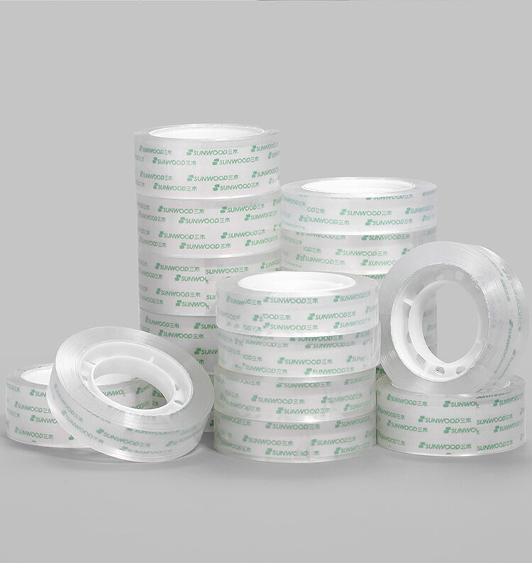 SUNWOOD-Transparent High Adhesive Stationery Tape, 18mm por 20 jardas, 8 Rolls, 7121
