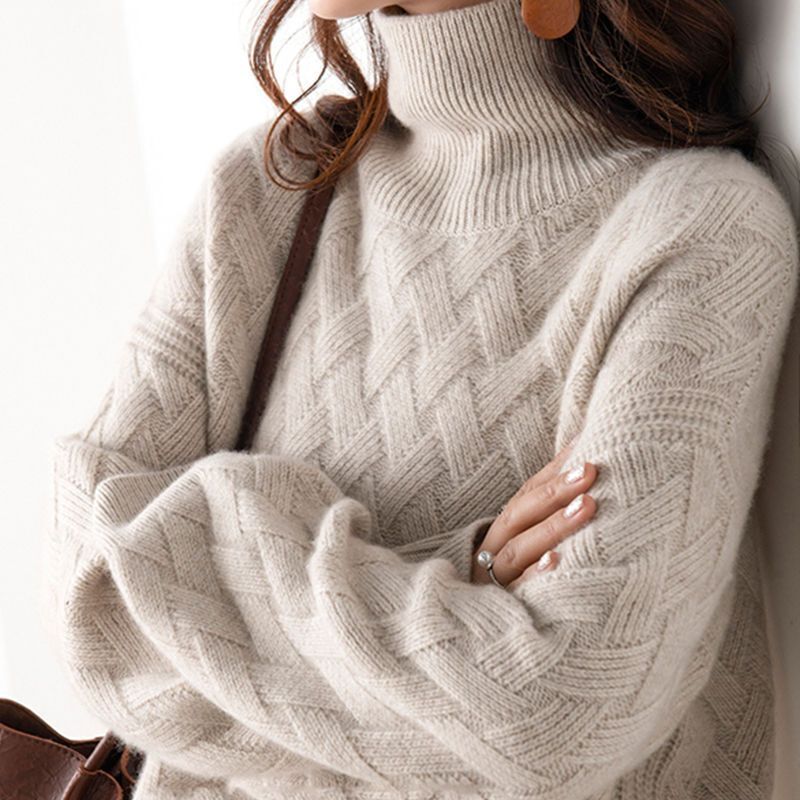 Maglione allentato da donna inverno Casual Chic Cashmere Oversize maglione spesso Pullover Pullover femminile manica lunga S-3XL