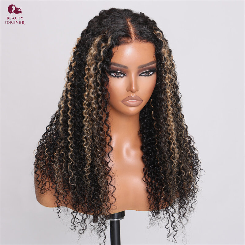 Beauty Forever Precut Lace Glueless Curly Wig Human Hair TN27 Highlight Blonde 7x5 Gluless Wig Bye Bye Knots C Shape Wig