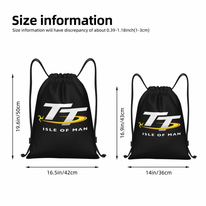 Isle Of Man TT Logo nero portatile con coulisse borse zaino borse portaoggetti sport all'aria aperta viaggiare palestra Yoga