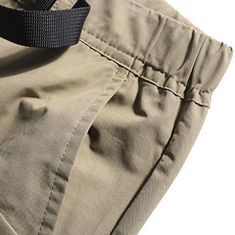 2023 Nova Primavera Verão dos homens Vintage Belt Design Estilo Safari Shorts Moda Baggy Bolso Zipper Esportes Na Altura Do Joelho Calças